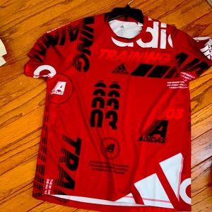 Red adidas dri fit shirt